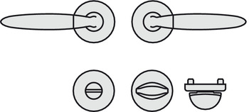 Türdrücker - Türdrücker-Garnitur für WC/Badezimmer | Hoppe Athinai M156/19KV/19KVS | Farbe: verchromt