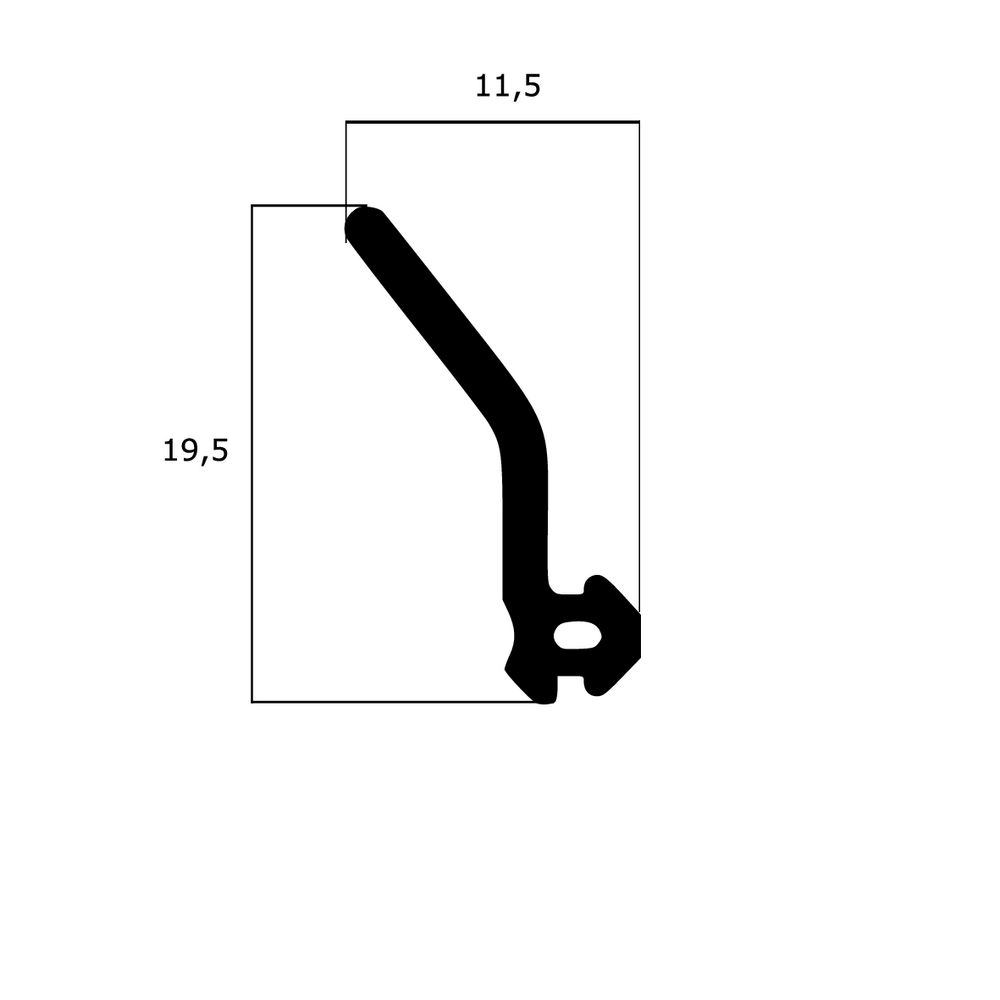 Lippendichtungen - Anschlagdichtung für seitlichen Anschlag | 19,5 mm Höhe | Farbe: schwarz 