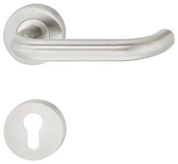 Türdrücker-Garnitur mit Profilzylinder | Modell: U-Form | Farbe: silber