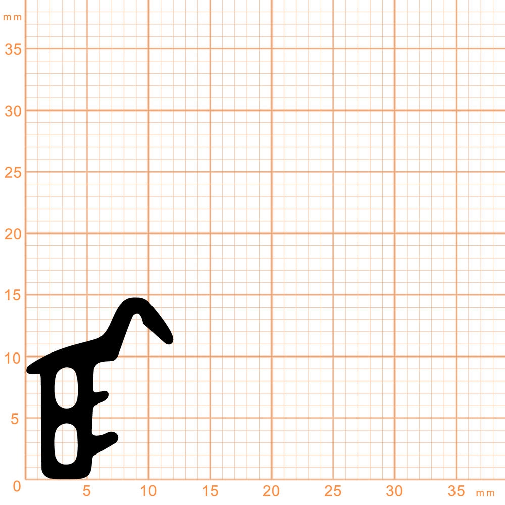 Türrahmen Dichtung - Stahlzargendichtung für RP Technik Stahltüren | 12 mm Breite | Farbe: schwarz