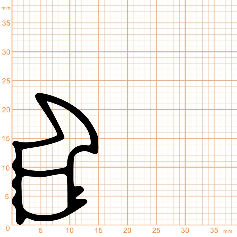 Türrahmen Dichtung - Stahlzargendichtung für Stahlzargen | 15 mm Breite | Farbe: schwarz