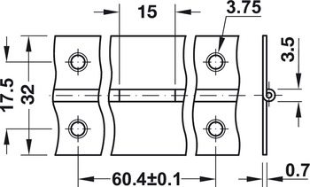 Stangenscharnier zum Schrauben aus Edelstahl offene Breite: 32mm