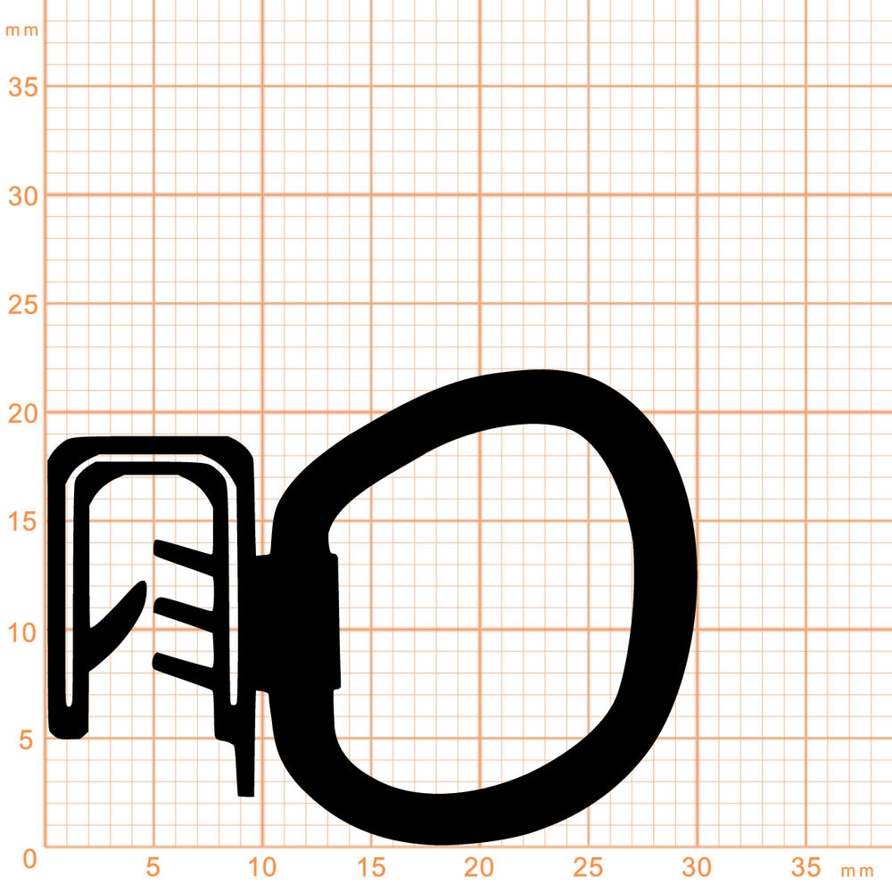 Kantenschutz Dichtprofile - Kantenschutzprofil | Klemmbereich: 1 – 3,5 mm | Farbe: schwarz