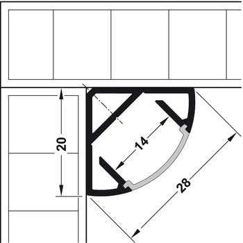 Eckprofil von Häfele Loox | Modell: 2195 | Länge: 2500 mm