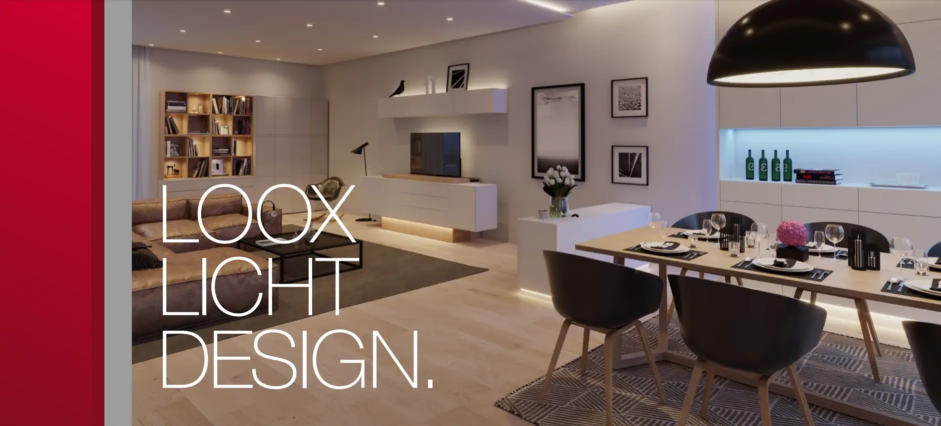 gutbeleuchtetes Wohnzimmer mit Loox Licht Design