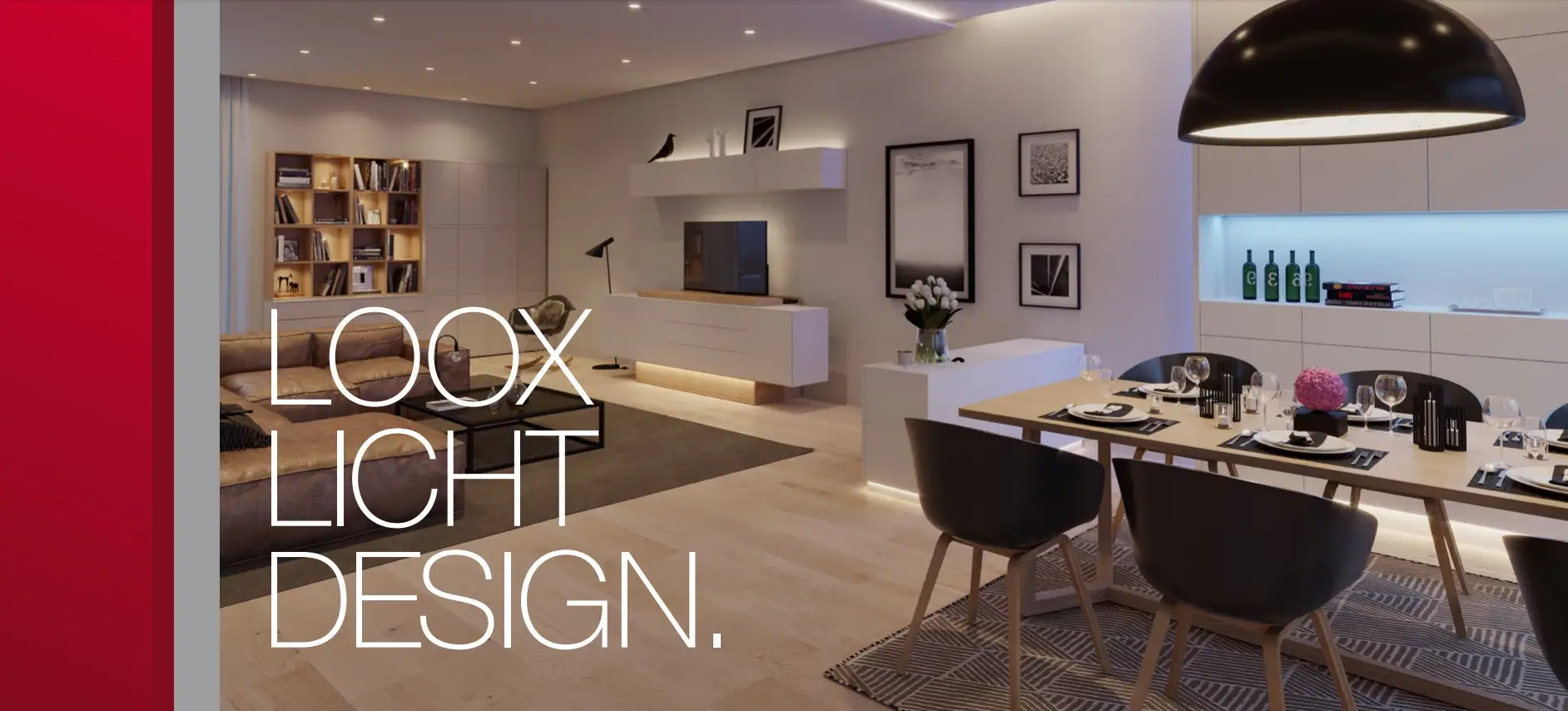 Hafele_loox_Licht gutbeleuchtetes Wohnzimmer mit Loox Licht Design