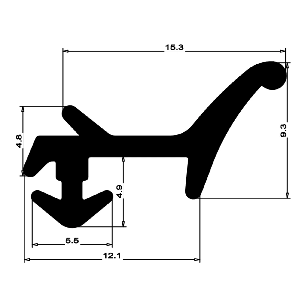 Anschlagdichtung für seitlichen Anschlag | 19 mm Höhe | Farbe: schwarz