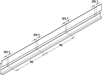 Büroeinrichtung - Einhängeprofil Eilox | Länge: 2000 mm | Lochung: 96 mm