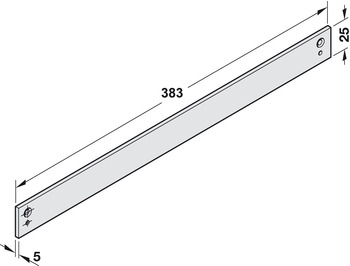 Türöffner & Türschließer - Montageplatte für Gleitschiene von Dorma TS 90 | Länge: 442 mm | Farbe: silber