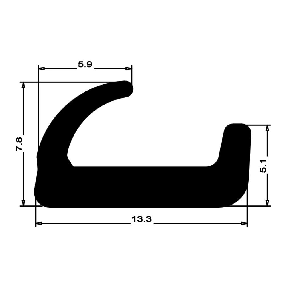 Anschlagdichtung mit Lippe und glattem Fuß | 8 mm Höhe | Farbe: schwarz