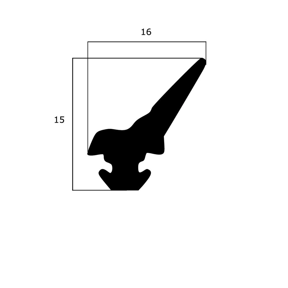 Türrahmen Dichtung - Mitteldichtung für Metall- und Alufenster | 15 mm Höhe | Farbe: schwarz