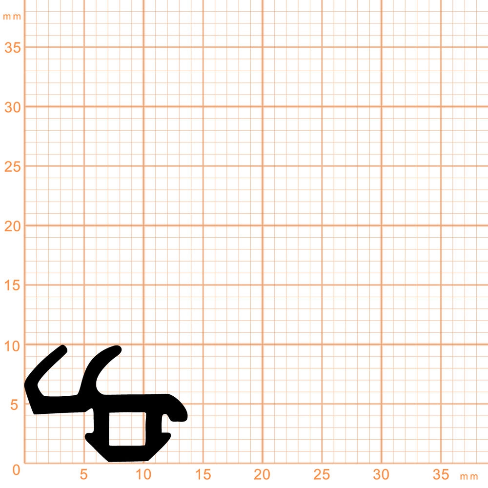 Lippendichtungen - Anschlagdichtung mit Lippe und profiliertem Fuß | 10 mm Höhe | Farbe: schwarz 